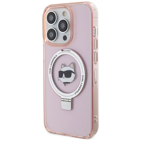 Karl Lagerfeld KLHMP15LHMRSCHP iPhone 15 Pro 6,1" rožinis/rožinis hardcase Ring Stand Choupette Head MagSafe - Image 2