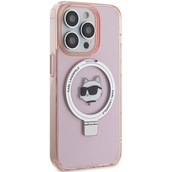 Karl Lagerfeld KLHMP15LHMRSCHP iPhone 15 Pro 6,1" rožinis/rožinis hardcase Ring Stand Choupette Head MagSafe - Image 4