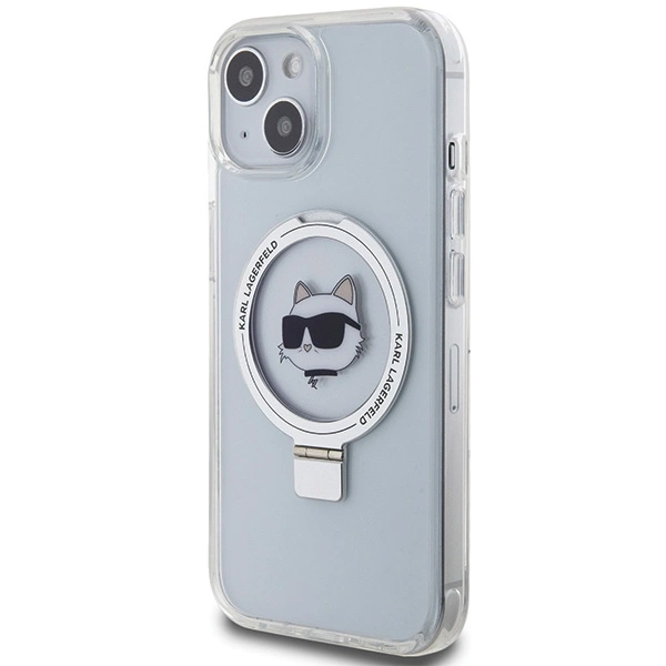 Karl Lagerfeld KLHMP15SHMRSCHH iPhone 15 6,1" baltas/baltas hardcase Ring Stand Choupette Head MagSafe - Image 2