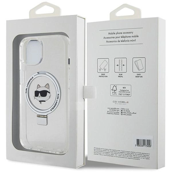 Karl Lagerfeld KLHMP15SHMRSCHH iPhone 15 6,1" baltas/baltas hardcase Ring Stand Choupette Head MagSafe - Image 8