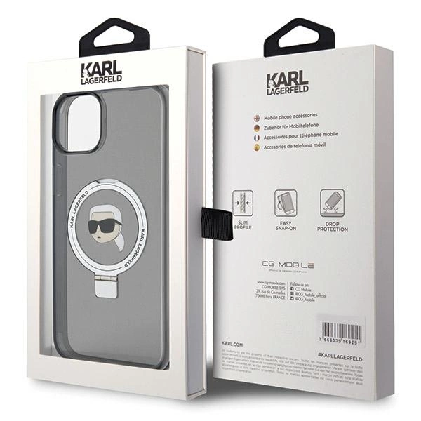 Karl Lagerfeld KLHMP15SHMRSKHK iPhone 15 6,1" juodas/juodas hardcase Ring Stand Karl Head MagSafe - Image 8