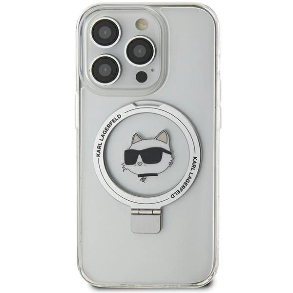 Karl Lagerfeld KLHMP15XHMRSCHH iPhone 15 Pro Max 6,7" baltas/baltas hardcase Ring Stand Choupette Head MagSafe - Image 3