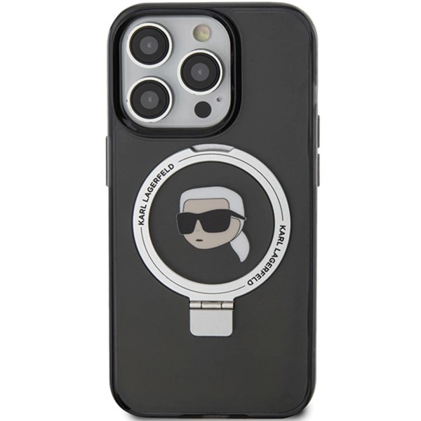 Karl Lagerfeld KLHMP15XHMRSKHK iPhone 15 Pro Max 6,7" juodas/juodas hardcase Ring Stand Karl Head MagSafe - Image 3