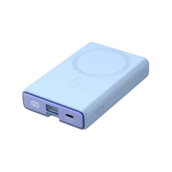 Powerbank Joyroom JR-PBM01 magnetinis 10000mAh 20W su stoveliu + Lightning laidas - USB-C - mėlynas - Image 2