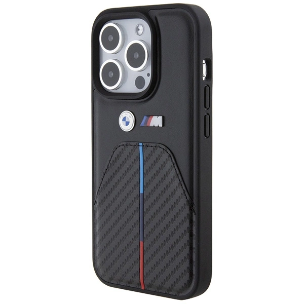 BMW Stamped Tricolor Stripe dėklas iPhone 15 Pro - juodas - Image 2