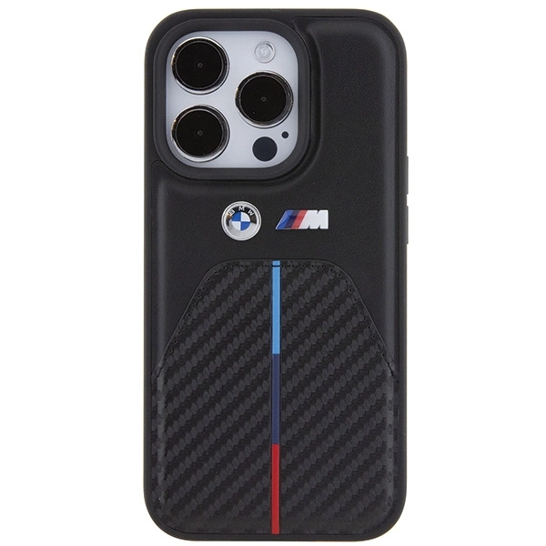 BMW Stamped Tricolor Stripe dėklas iPhone 15 Pro - juodas - Image 3