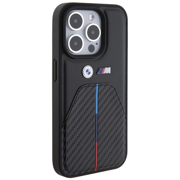 BMW Stamped Tricolor Stripe dėklas iPhone 15 Pro - juodas - Image 4