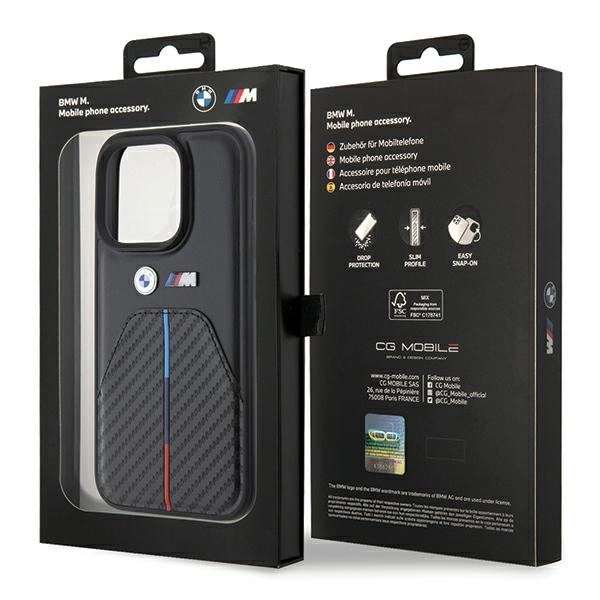 BMW Stamped Tricolor Stripe dėklas iPhone 15 Pro - juodas - Image 8