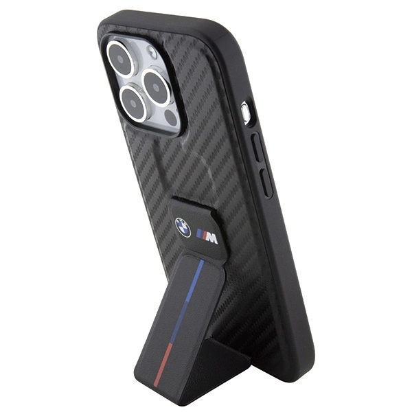 BMW Grip Stand Smooth & Carbon dėklas iPhone 15 Pro - juodas - Image 2