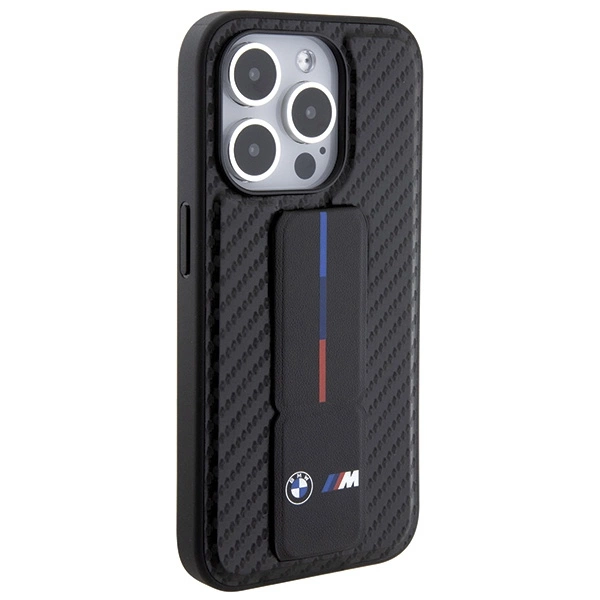 BMW Grip Stand Smooth & Carbon dėklas iPhone 15 Pro - juodas - Image 5