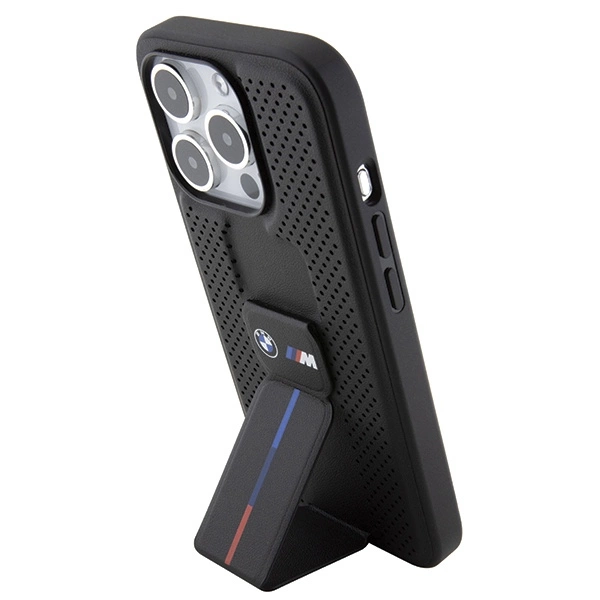 BMW Grip Stand Smooth & Perforated dėklas iPhone 15 Pro - juodas - Image 2
