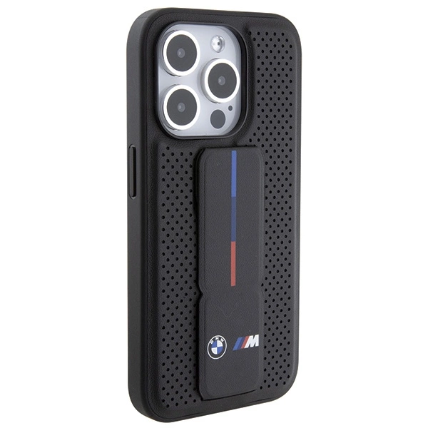 BMW Grip Stand Smooth & Perforated dėklas iPhone 15 Pro - juodas - Image 5