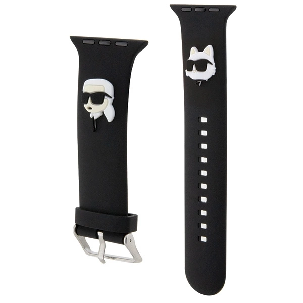 Karl Lagerfeld 3D guminis Karl & Choupette galvų dirželis Apple Watch 42/44/45/49 mm - juodas - Image 3