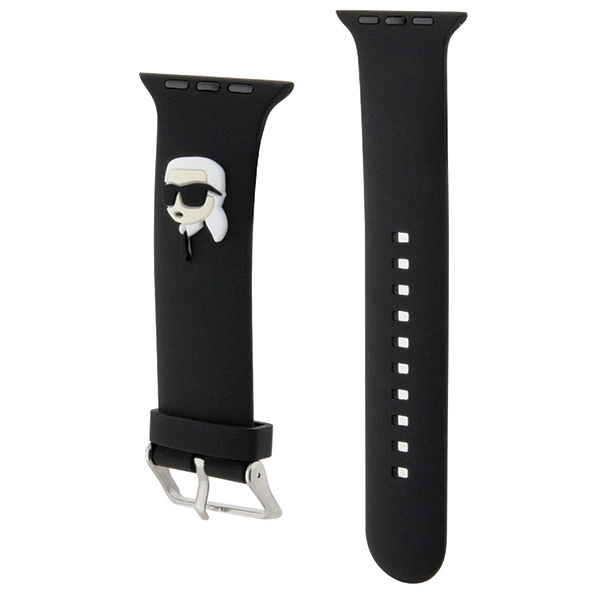 Karl Lagerfeld 3D guminis Karl galvos dirželis Apple Watch 42/44/45/49 mm - juodas - Image 3