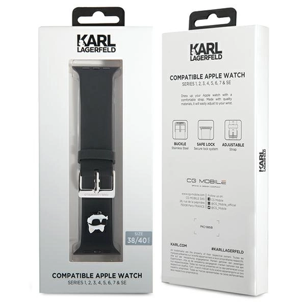 Karl Lagerfeld 3D guminis Choupette galvų dirželis Apple Watch 38/40/41 mm - juodas - Image 4