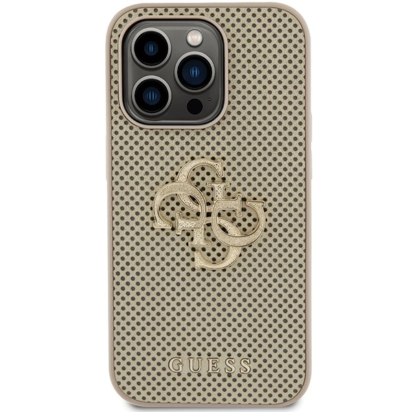 Guess Perforated 4G Glitter dėklas iPhone 15 Pro - auksinis - Image 3