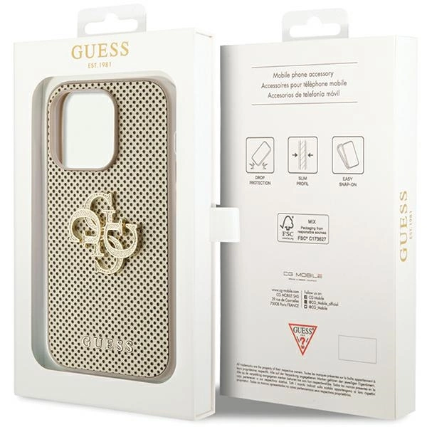 Guess Perforated 4G Glitter dėklas iPhone 15 Pro - auksinis - Image 7