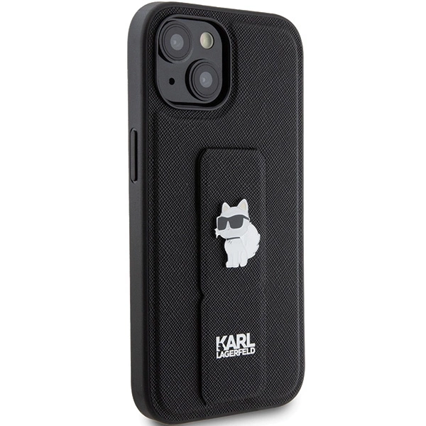 Karl Lagerfeld Gripstand Saffiano Choupette Pins dėklas iPhone 15 Plus / 14 Plus - juodas - Image 4