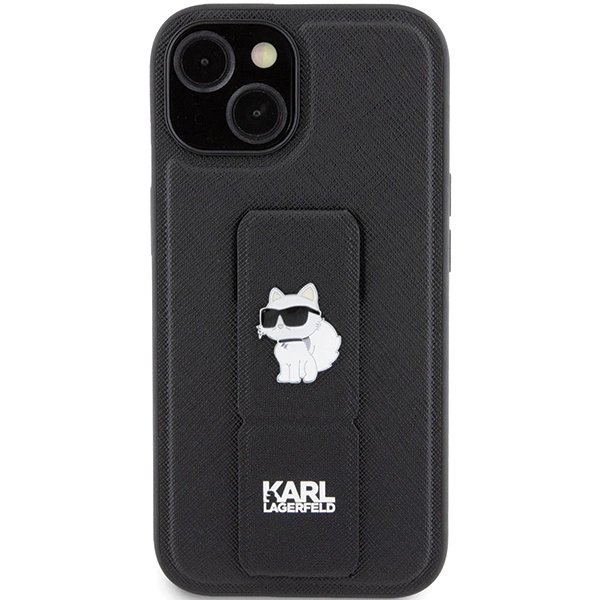 Karl Lagerfeld Gripstand Saffiano Choupette Pins dėklas iPhone 15 - juodas - Image 3