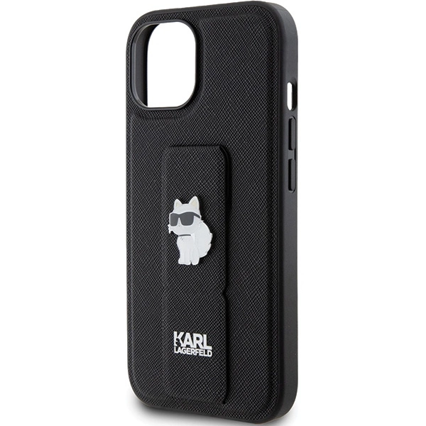 Karl Lagerfeld Gripstand Saffiano Choupette Pins dėklas iPhone 15 - juodas - Image 6