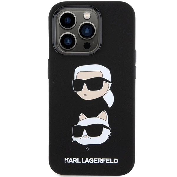 Karl Lagerfeld Silicone Karl & Choupette Head dėklas iPhone 15 Pro Max - juodas - Image 3