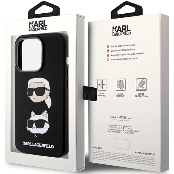Karl Lagerfeld Silicone Karl & Choupette Head dėklas iPhone 15 Pro Max - juodas - Image 8