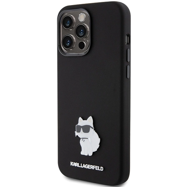 Karl Lagerfeld Silicone Choupette Metal Pin dėklas iPhone 15 Pro Max - juodas - Image 2