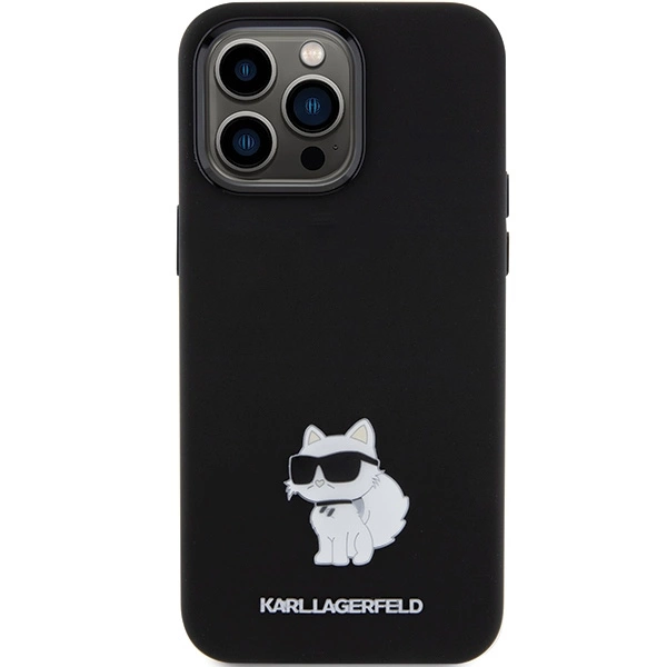 Karl Lagerfeld Silicone Choupette Metal Pin dėklas iPhone 15 Pro Max - juodas - Image 3