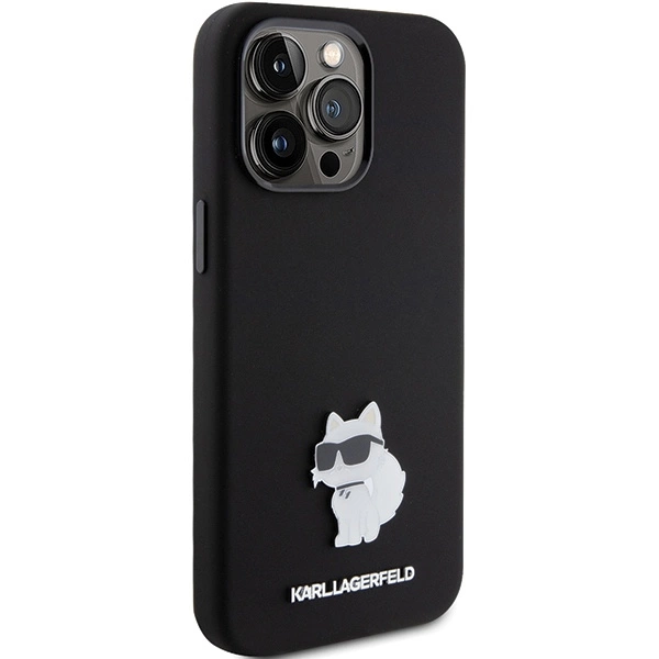 Karl Lagerfeld Silicone Choupette Metal Pin dėklas iPhone 15 Pro Max - juodas - Image 4