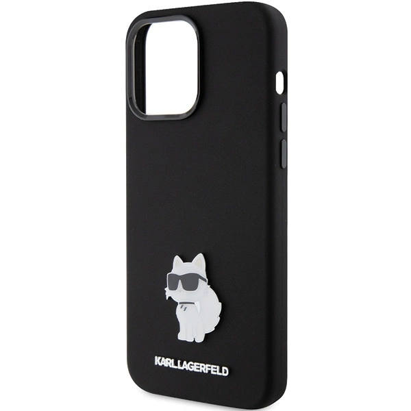 Karl Lagerfeld Silicone Choupette Metal Pin dėklas iPhone 15 Pro Max - juodas - Image 6