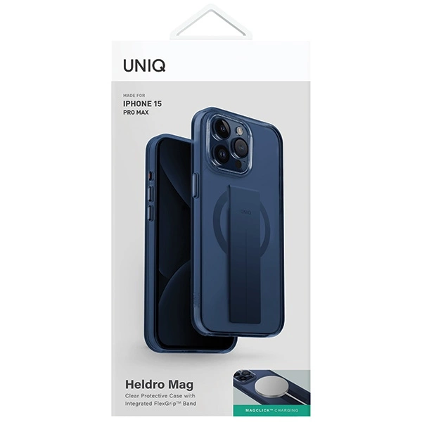 Uniq Heldro Mag Magclick įkrovimo dėklas iPhone 15 Pro Max - mėlynas - Image 2