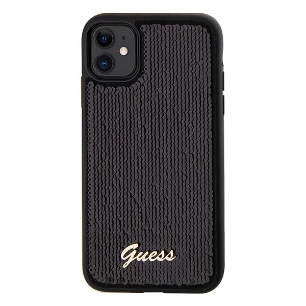 Guess Sequin Script Metal dėklas iPhone 11 / Xr - juodas - Image 3