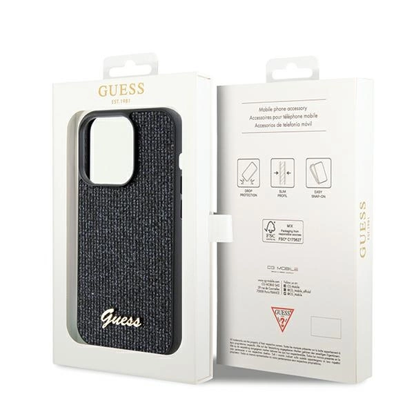 Guess Disco Metal Script dėklas iPhone 14 Pro - juodas - Image 8