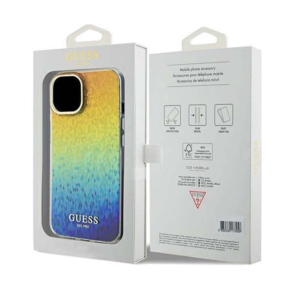 Guess IML Faceted Mirror Disco Iridescent dėklas iPhone 14 / 15 / 13 - margas - Image 8
