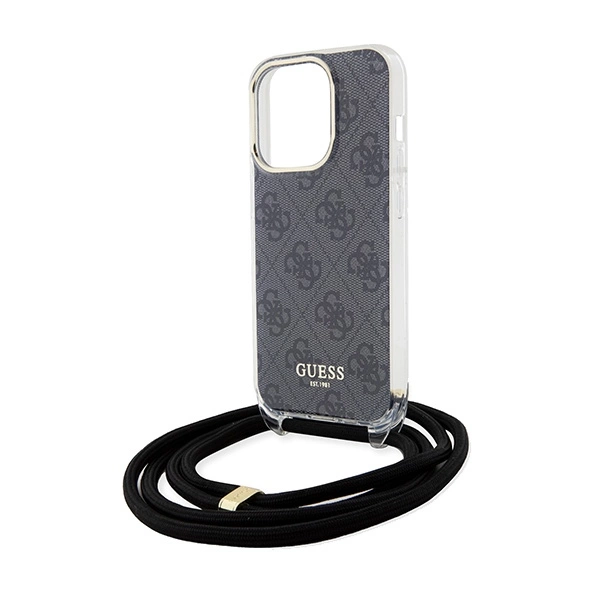 Guess Crossbody Cord 4G Print dėklas iPhone 15 Pro - juodas - Image 5