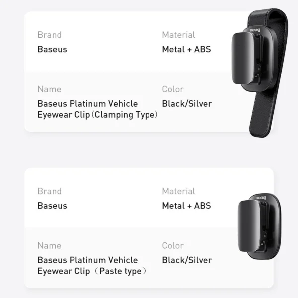 Baseus savaime prilimpantis automobilinis laikiklis akiniams - juodas (ACYJN-A01) - Image 19