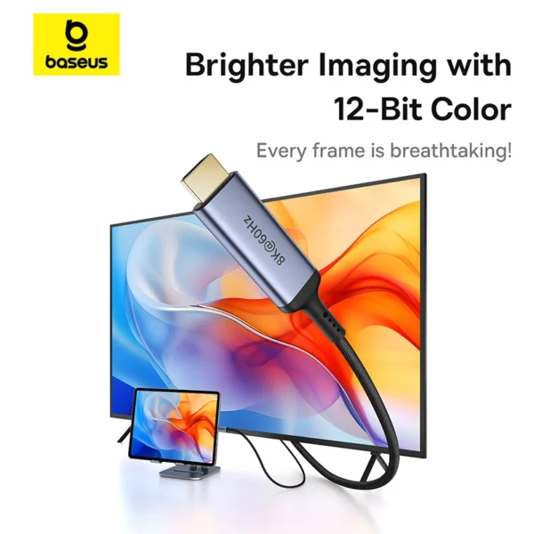 Baseus BS-OH064 8K 60Hz USB-C – HDMI kabelis 1,5 m – juodas - Image 15