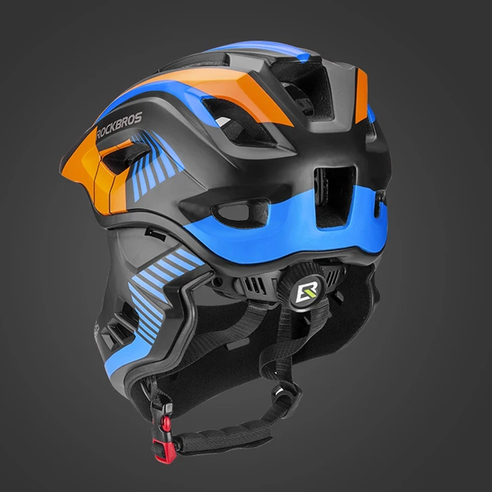 Rockbros TT-32SOBL-S vaikiška dviračio šalmas su nuimamu smakro apsaugos strypu, dydis S - juodas ir oranžinis - Image 10