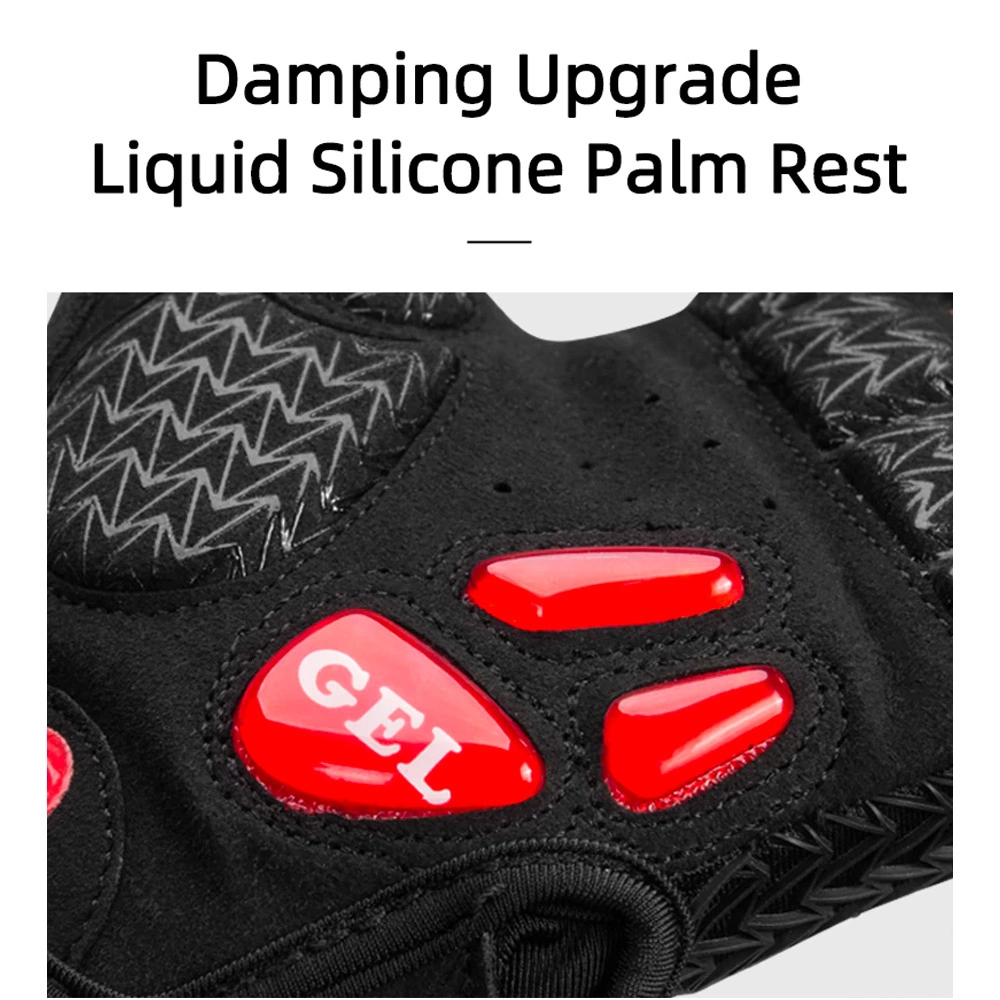 Rockbros S169BR dviračių pirštinės XXL su gelio įdėklais - juodos ir raudonos - Image 2