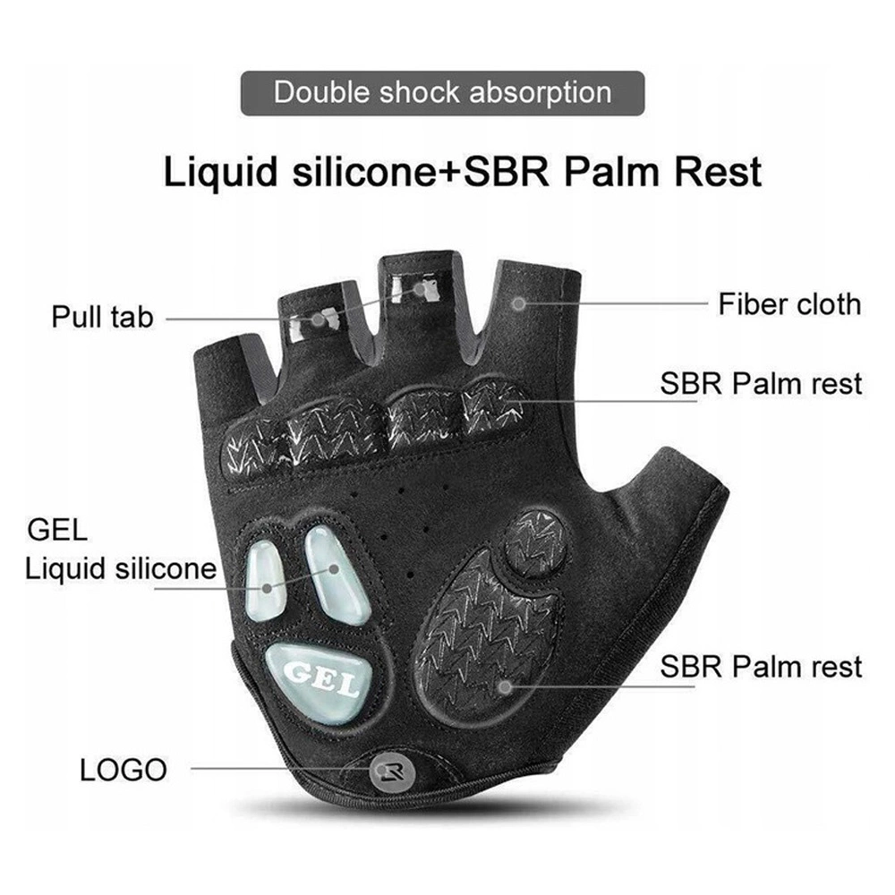 Rockbros S169BGR dviračių pirštinės XL su gelio įdėklais - pilkos - Image 5