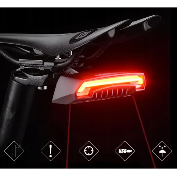 Rockbros LKWD-R1 galinė dviračio šviesa su lazeriu ir nuotoliniu valdymu + Micro USB – USB-A kabelis - juoda - Image 3
