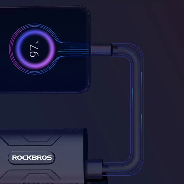 Rockbros 24310002001 dviračio priekinė šviesa 850 lm su powerbank funkcija + USB-C – USB-A kabelis - juoda - Image 11