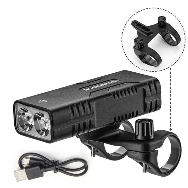 Rockbros 24310002001 dviračio priekinė šviesa 850 lm su powerbank funkcija + USB-C – USB-A kabelis - juoda - Image 3