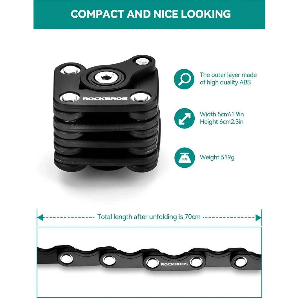Rockbros WD795 sulankstomas dviračio užraktas - juodas - Image 3