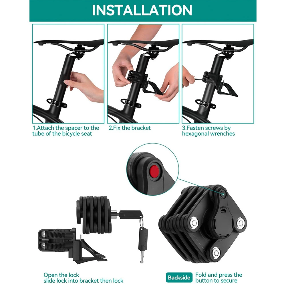 Rockbros WD795 sulankstomas dviračio užraktas - juodas - Image 5