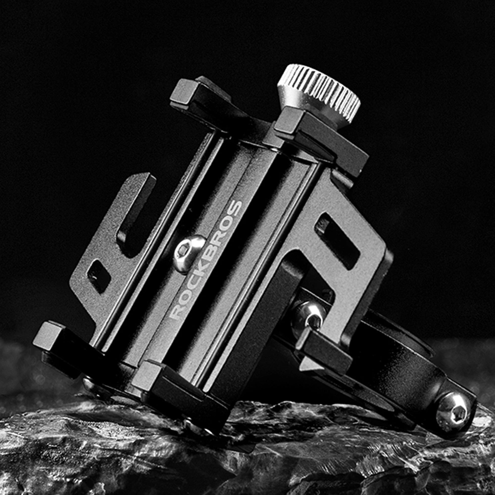 Rockbros 699-BK aliuminio lydinio dviračio telefono laikiklis - juodas - Image 6