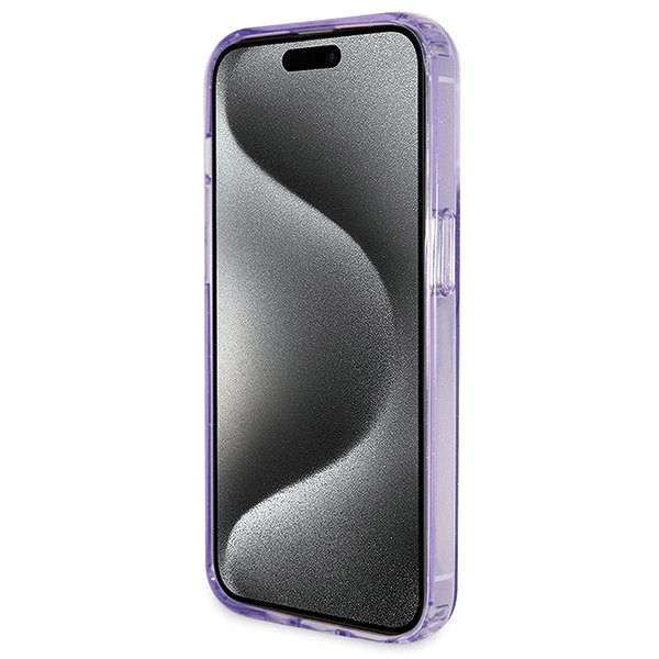 Guess Ring Stand Script Glitter MagSafe dėklas iPhone 14 Pro - violetinis - Image 5
