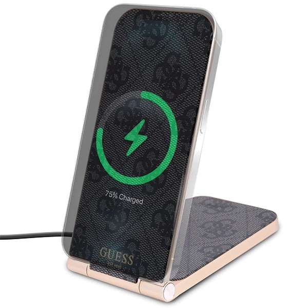 Guess 4G Pattern MagSafe sulankstomas 2in1 15W indukcinis įkroviklis - juodas - Image 2