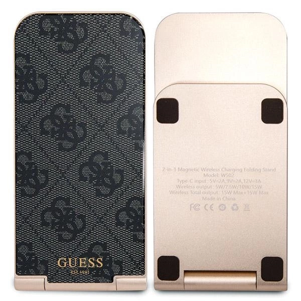Guess 4G Pattern MagSafe sulankstomas 2in1 15W indukcinis įkroviklis - juodas - Image 4