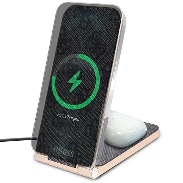 Guess 4G Pattern MagSafe sulankstomas 2in1 15W indukcinis įkroviklis - juodas - Image 5